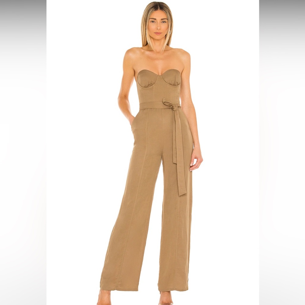 Tan Strapless Jumpsuit